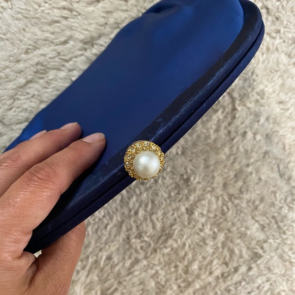 Vintage blue satin clutch - Picture 2 of 4